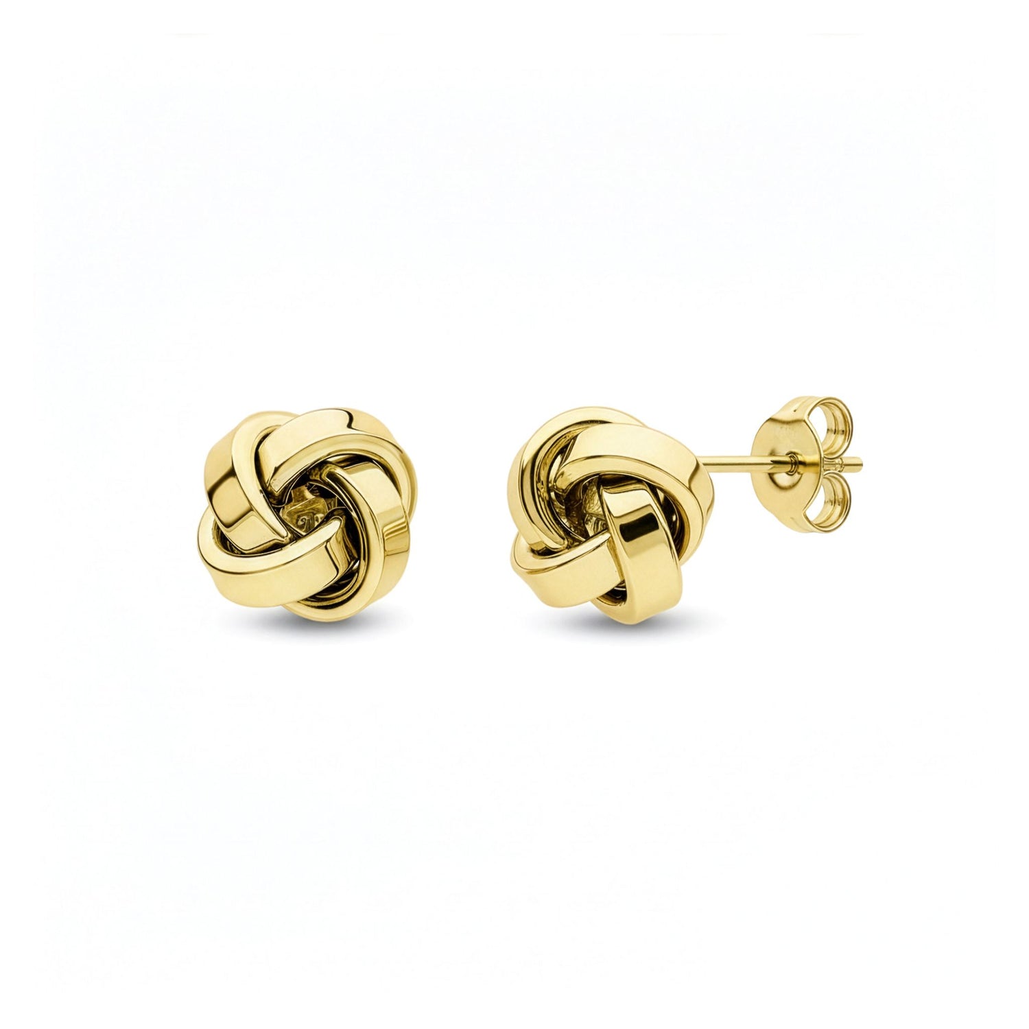 9ct Yellow Gold Polished 4-Strand Rectangular Tube Knot Stud Earrings — 9.5mm