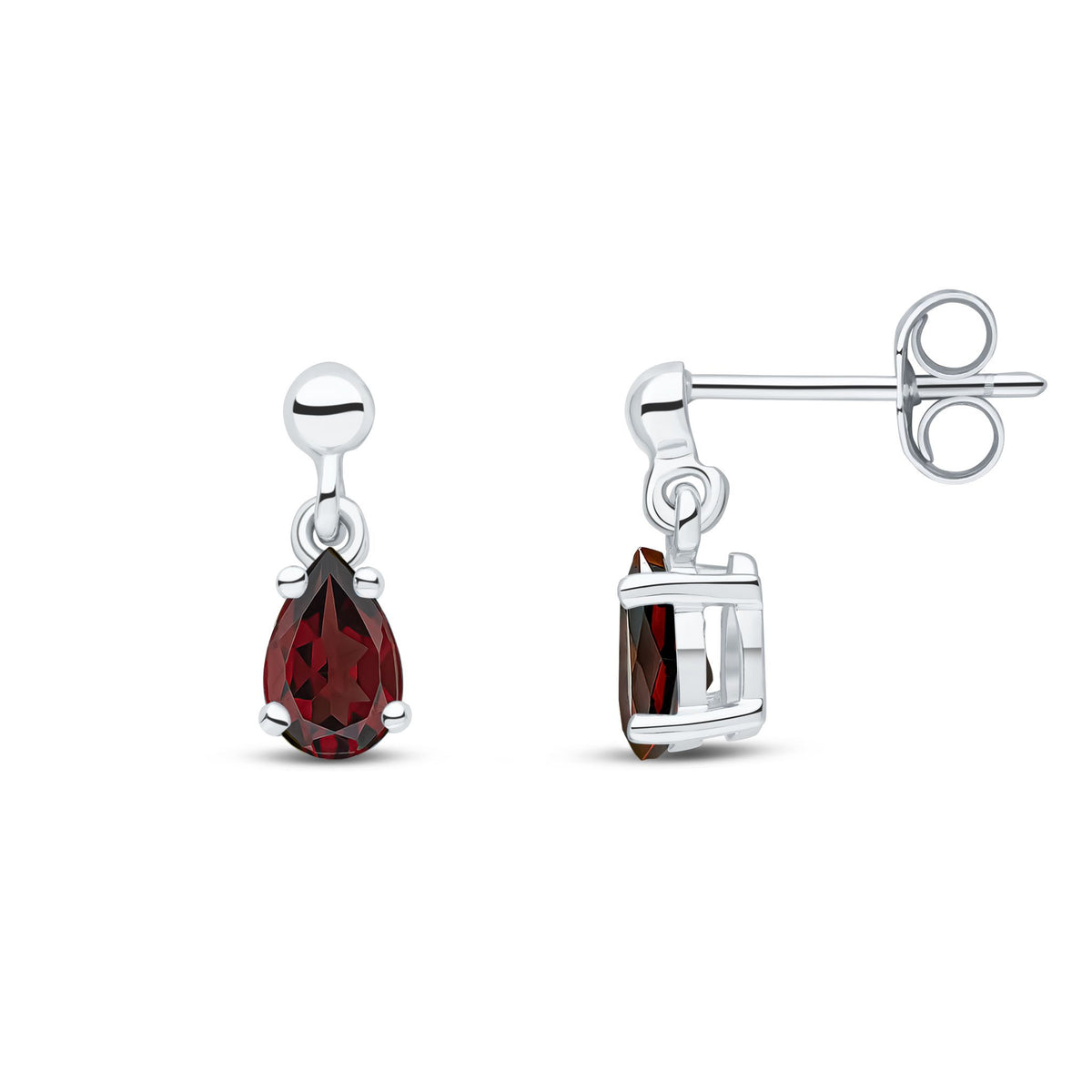 9ct White Gold Pear Shaped Claw Drop Earrings — 6x4mm