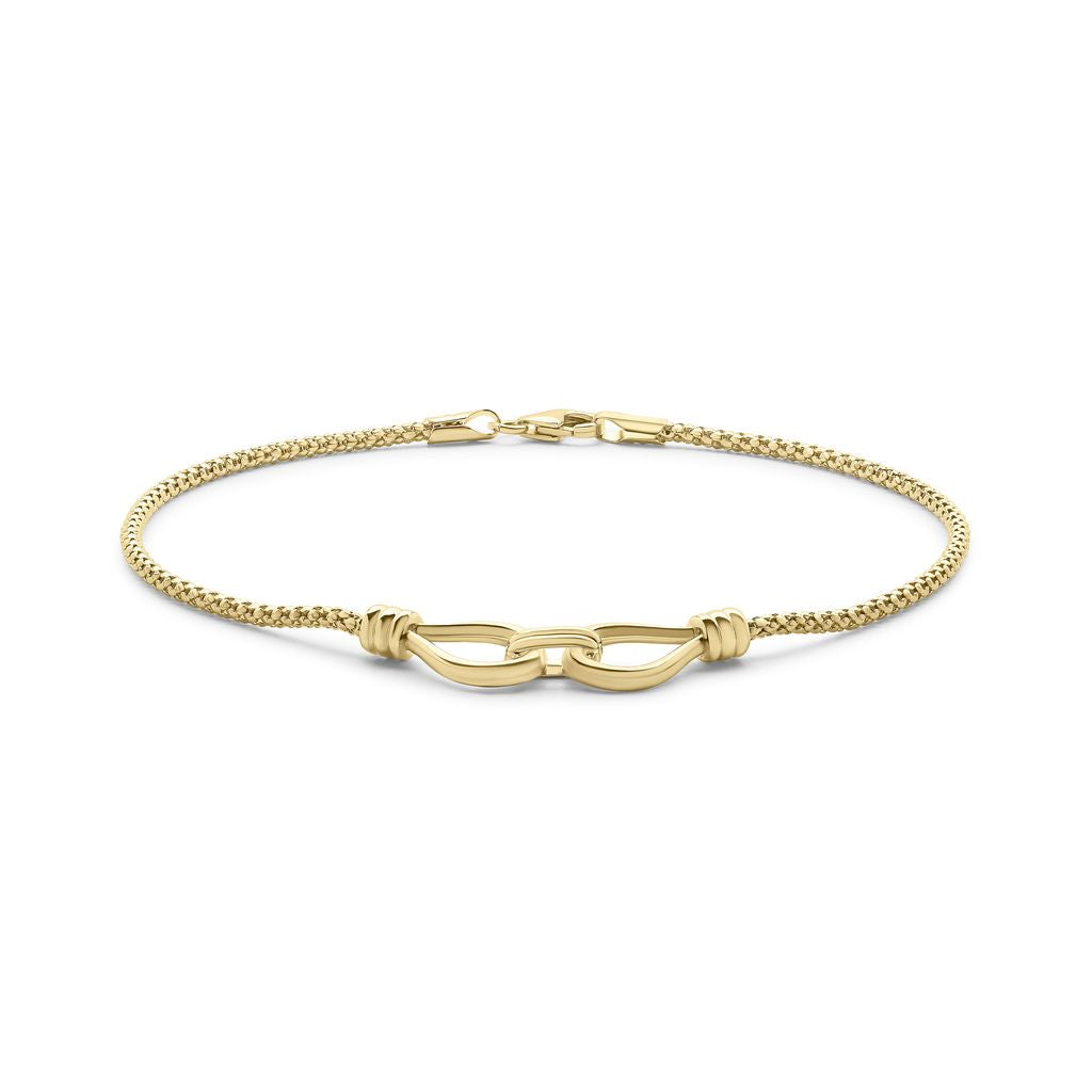 9ct Yellow Gold Popcorn Chain Infinity Bracelet