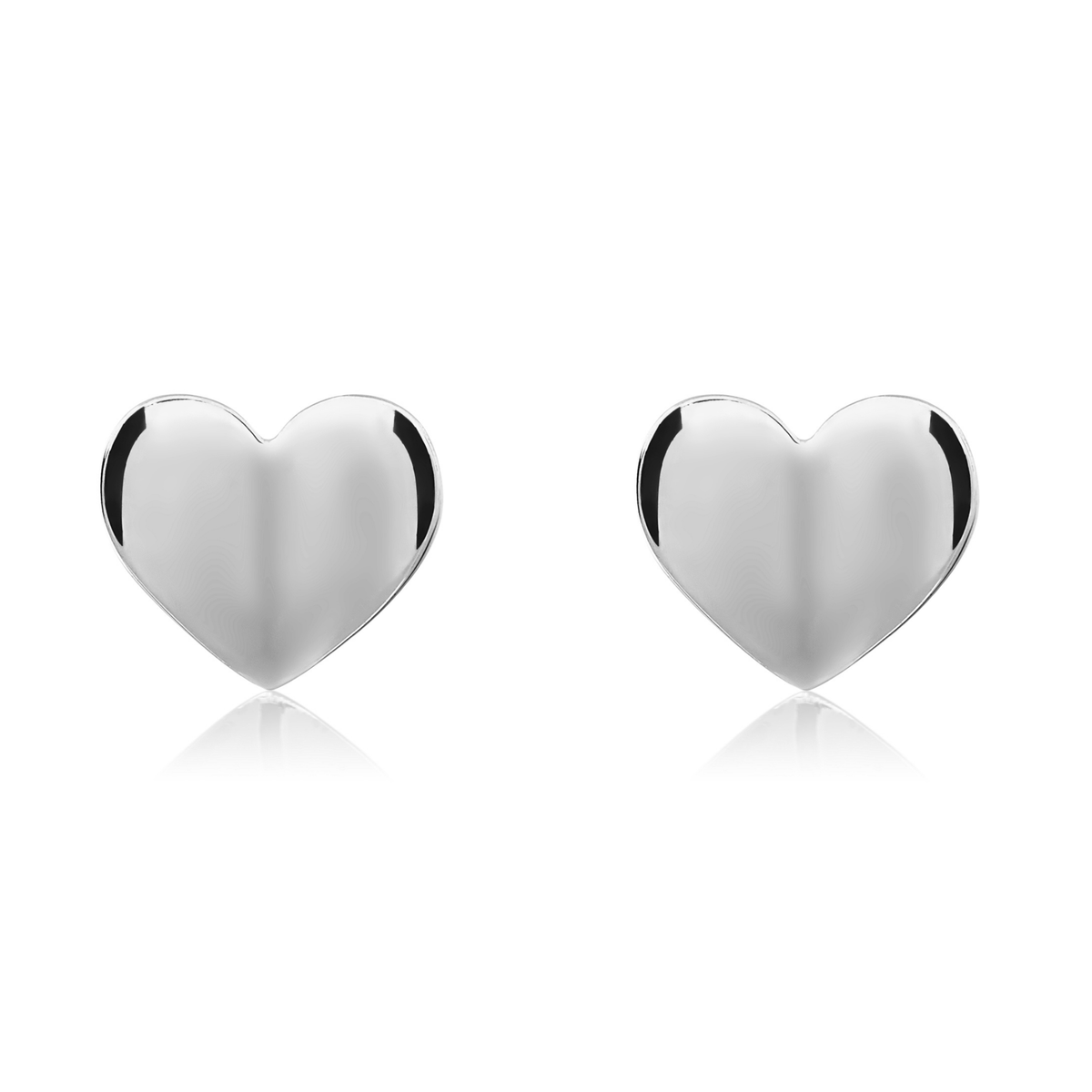 9ct White Gold Polished Concave Heart Stud Earrings