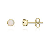 9ct Yellow Gold Round Natural Opal Rubover Stud Earrings — 3mm