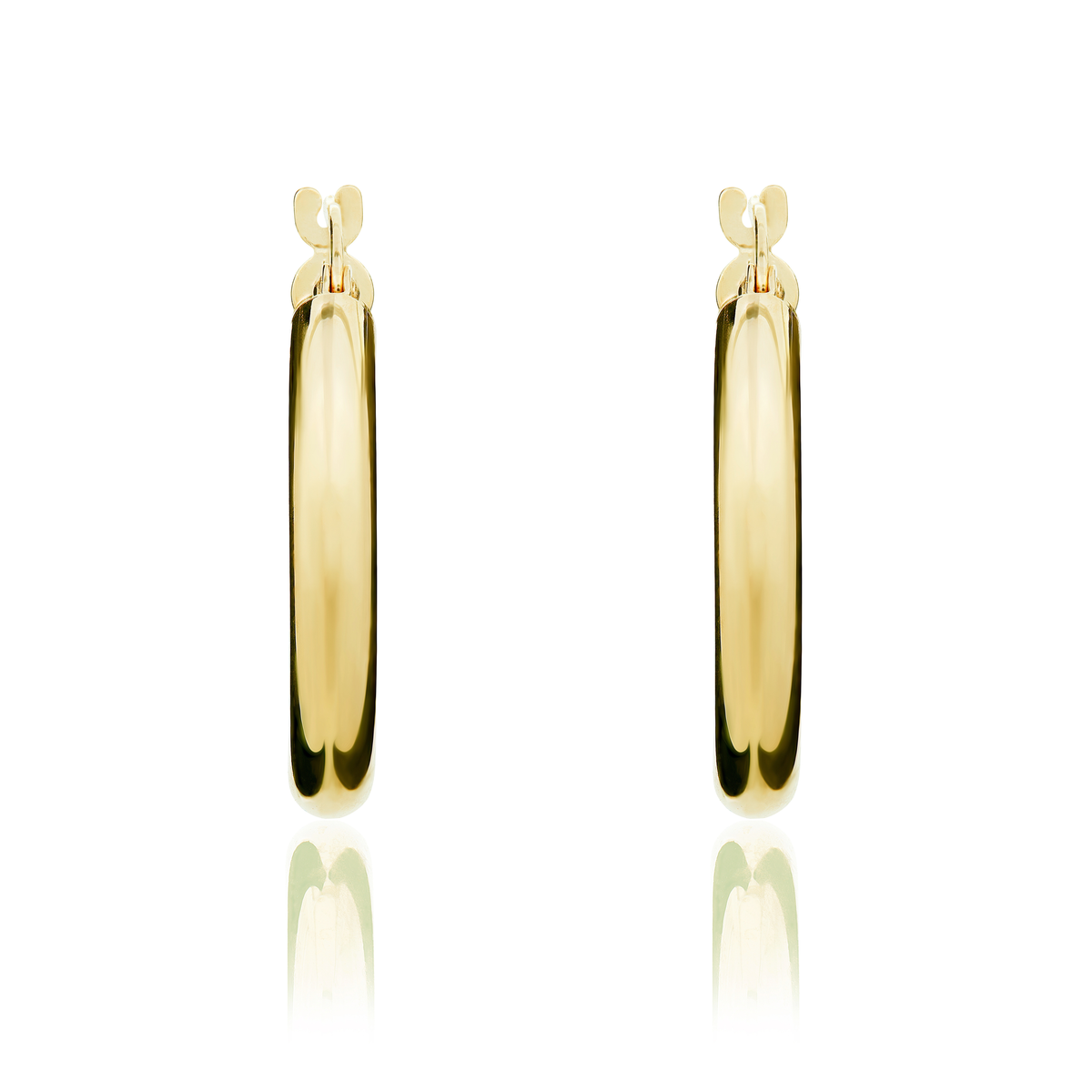 9ct Yellow Gold Polished Tube Hoop Earrings — 21mm