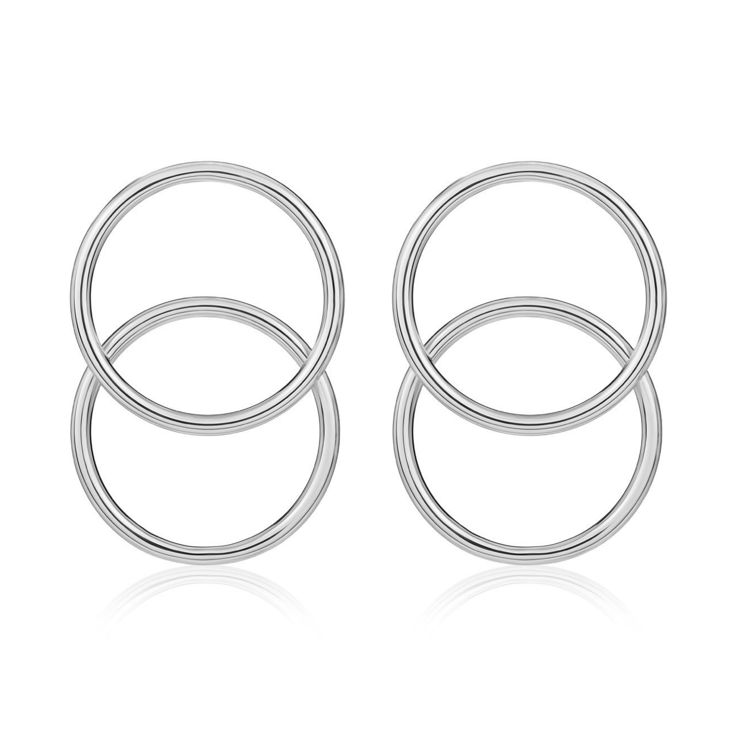 9ct White Gold Overlapped Circle Stud Earrings