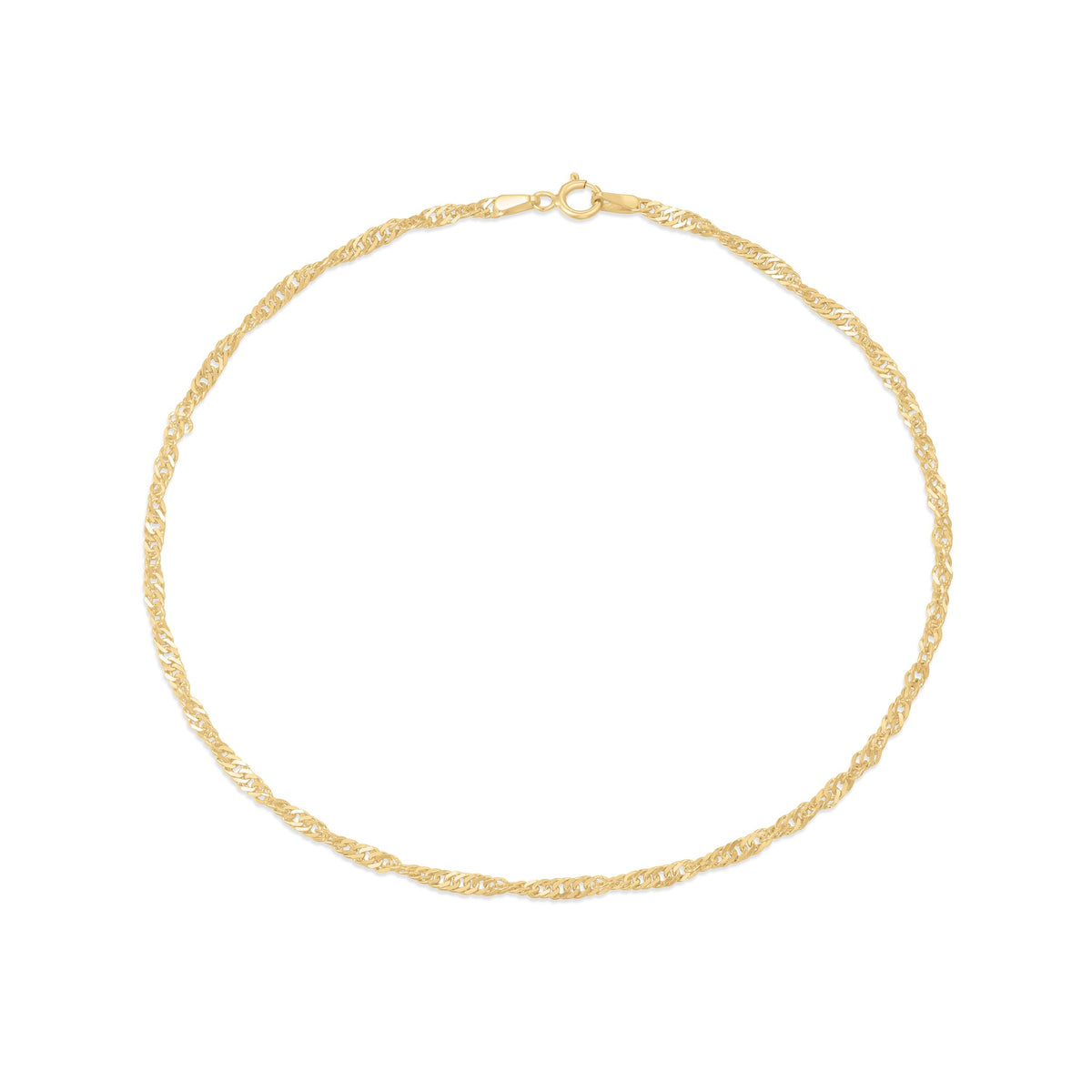 9ct Yellow Gold Singapore Chain Anklet — 2.2mm