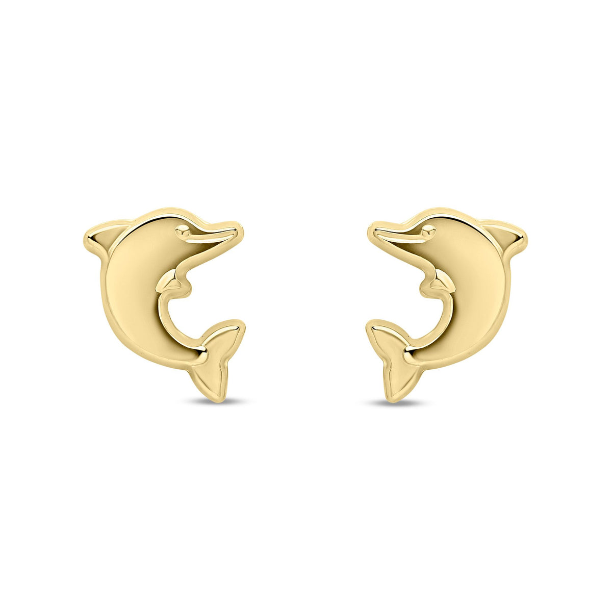 9ct Yellow Gold Dolphin Stud Earrings