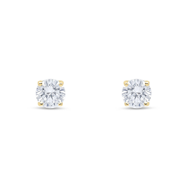 9ct Yellow Gold Round Cubic Zirconia CZ Claw Stud Earrings — 5mm