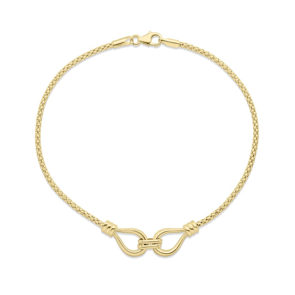 9ct Yellow Gold Popcorn Chain Infinity Bracelet