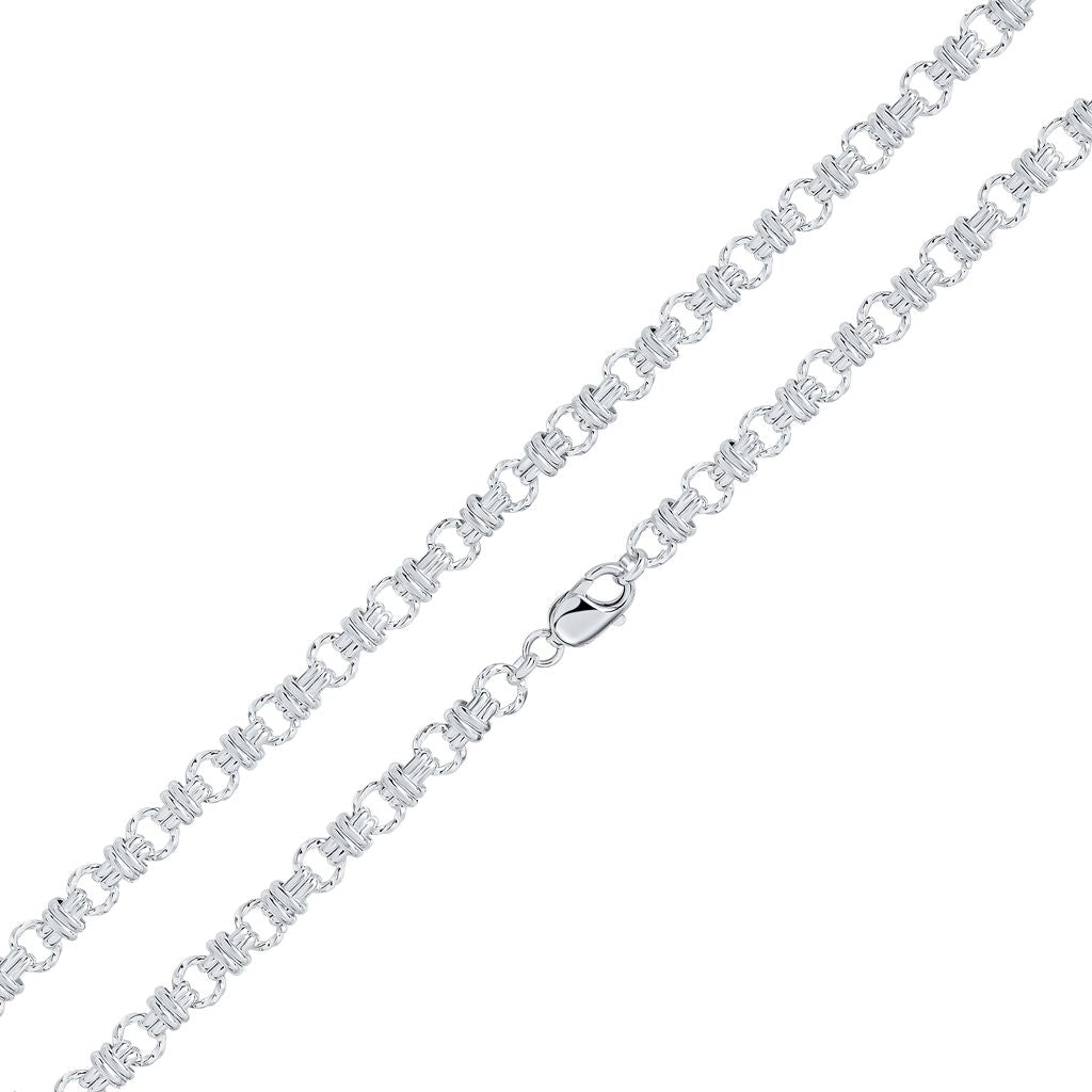 Sterling Silver 8mm Circle Belt Link Necklace with Lobster Clasp