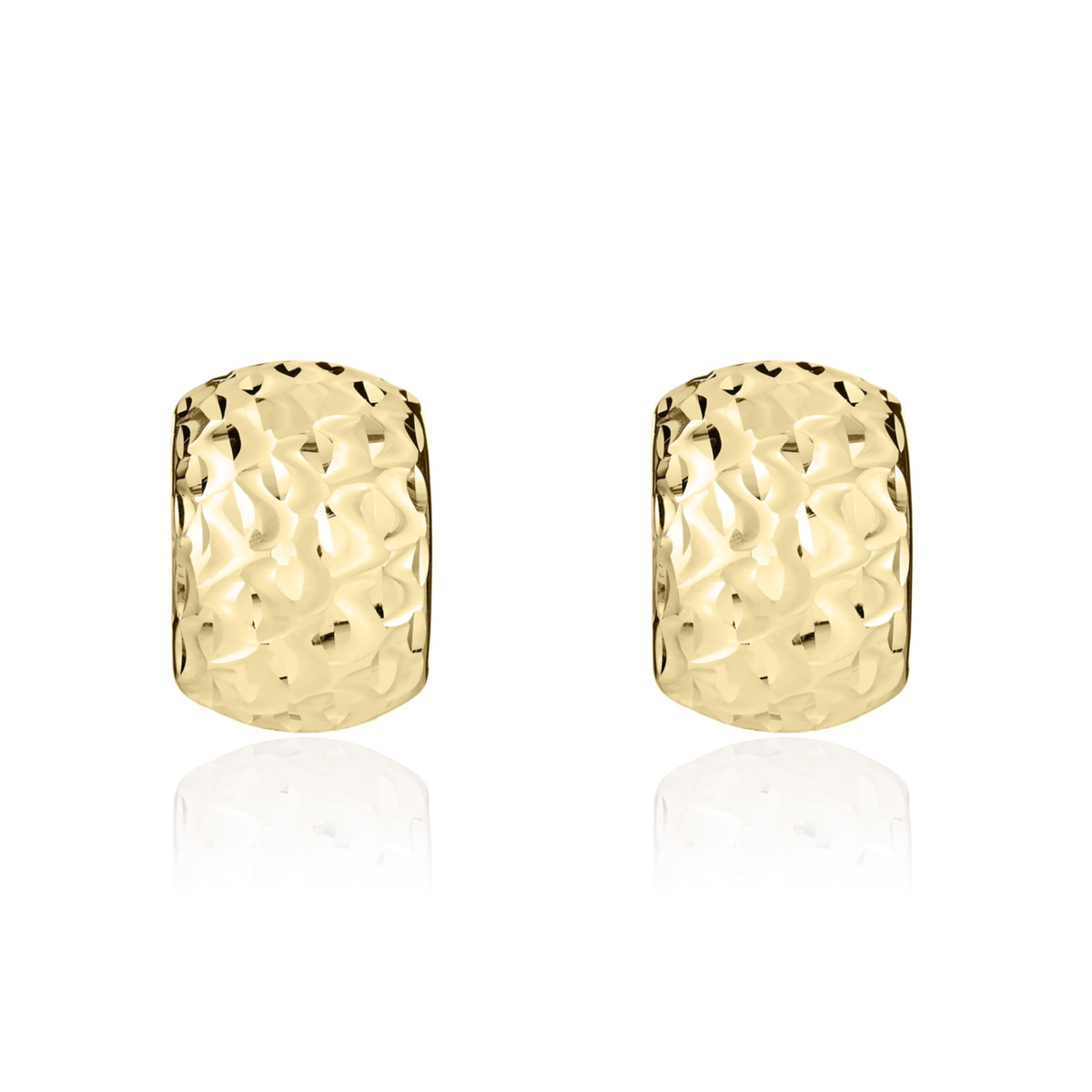 9ct Gold Textured Rectangular Peg and Clip Earrings