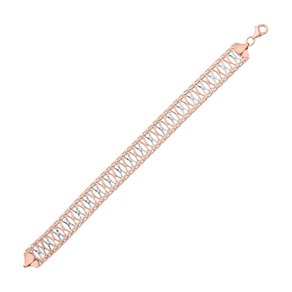 9ct Rose and White Gold Open Link Bracelet