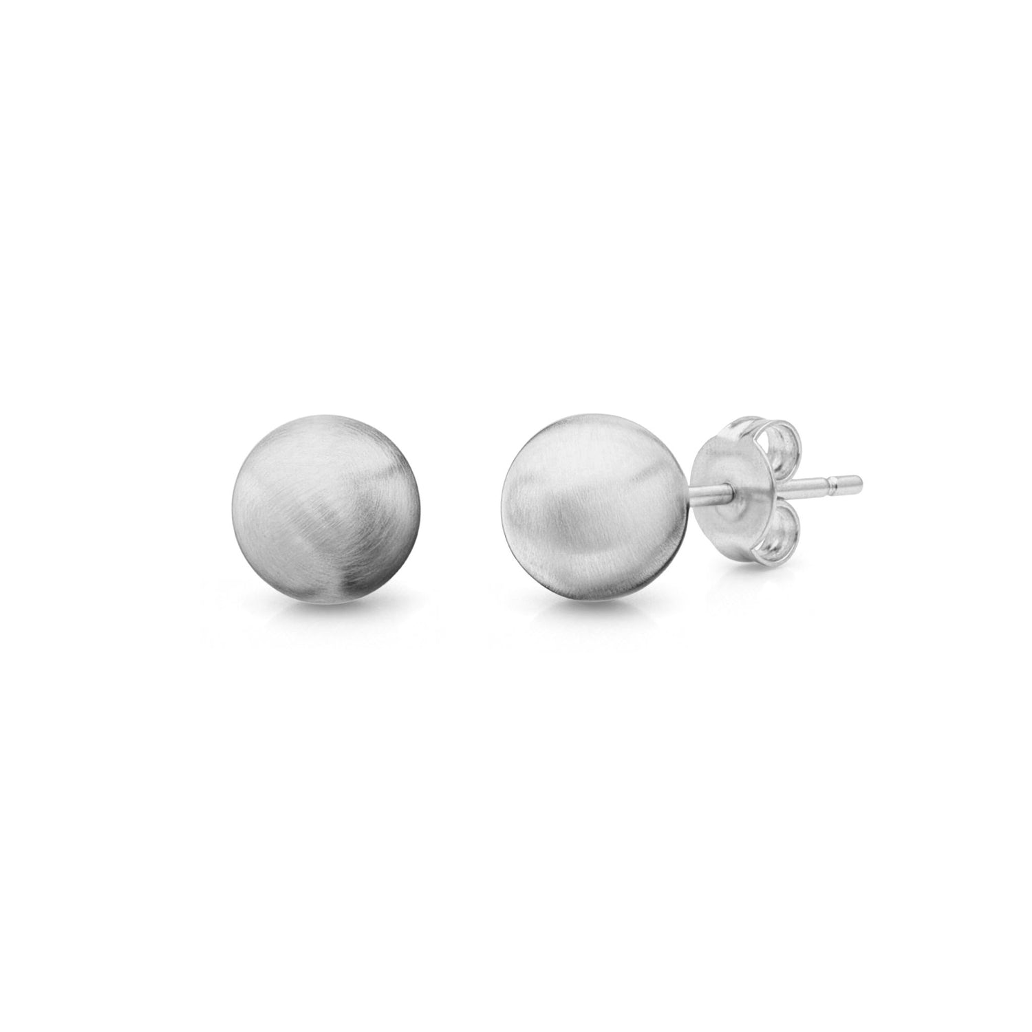 9ct White Gold Satin Ball Stud Earrings — 8mm