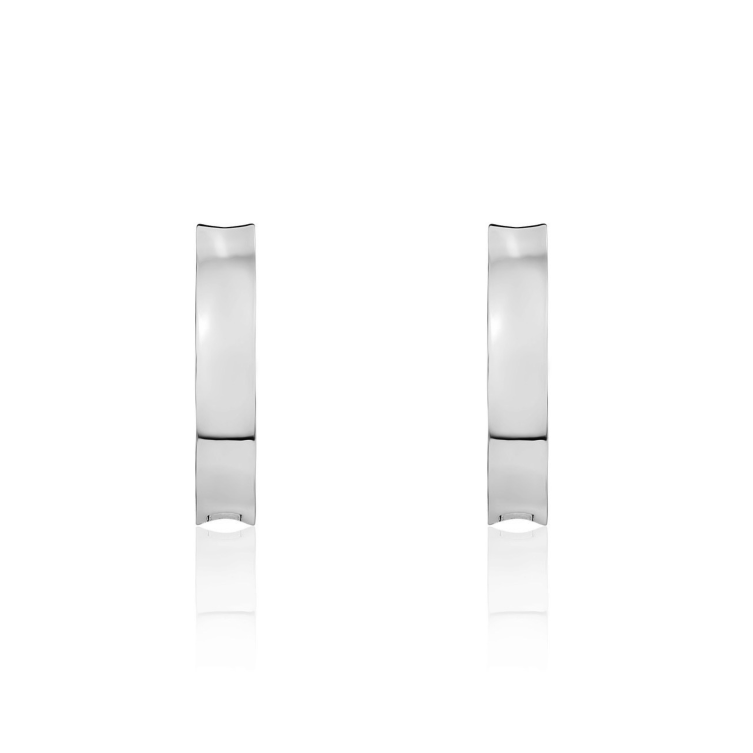 9ct White Gold Concave Polished Huggie Hoop Earrings — 13mm