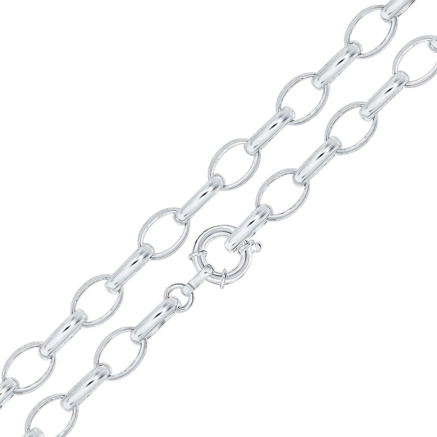 Sterling Silver 11x18mm Oval Belcher Necklace with Bolt Ring Clasp