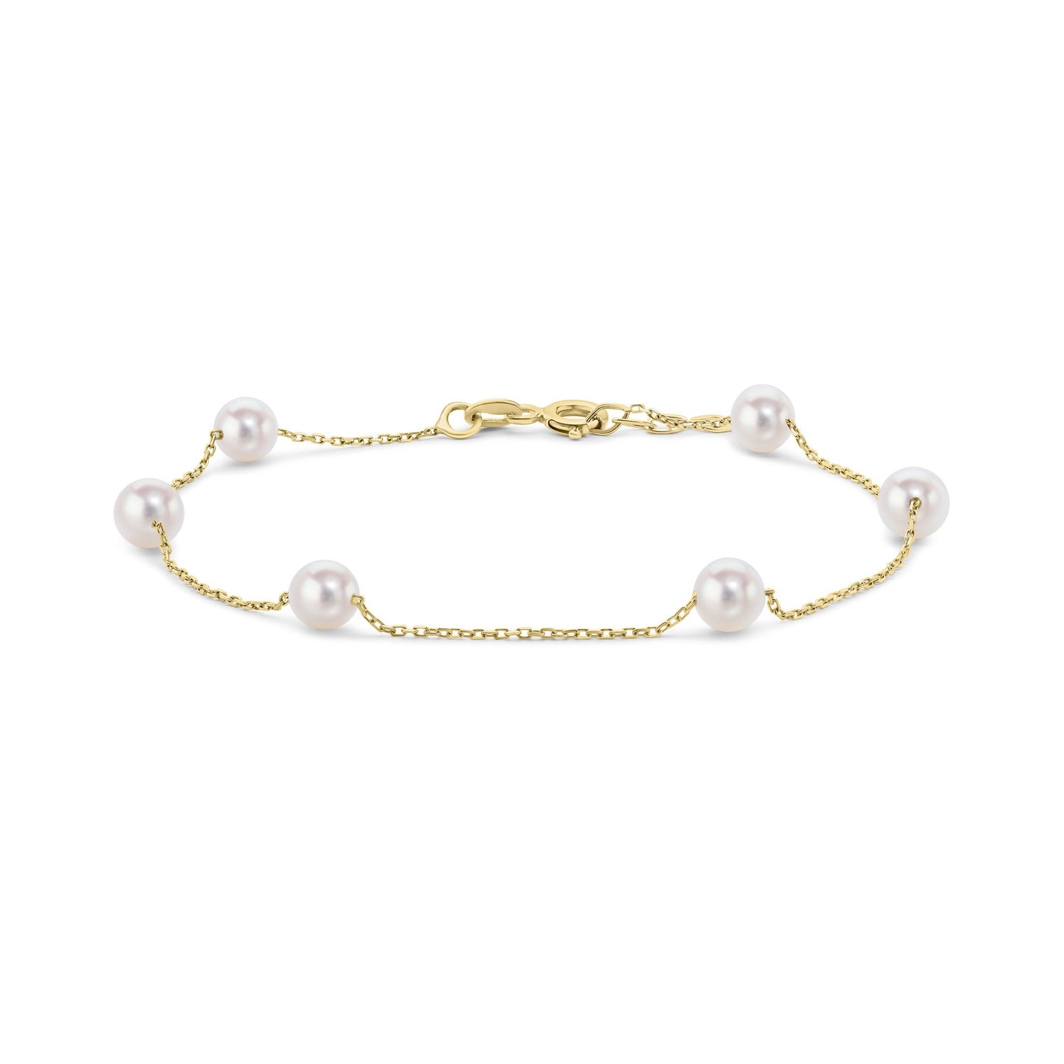 9ct Yellow Gold Freshwater Pearl Station Bracelet