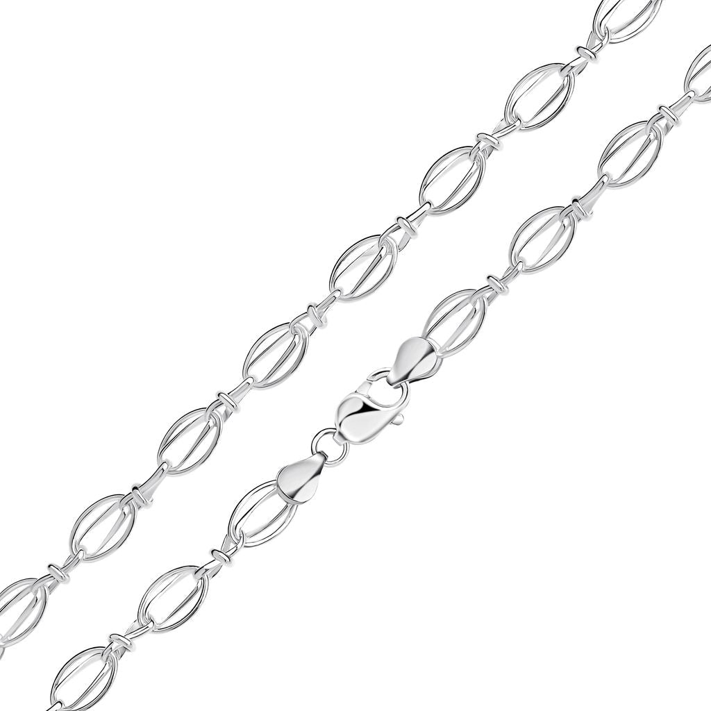 Sterling Silver Handmade Solid Oval Infinity Bracelet