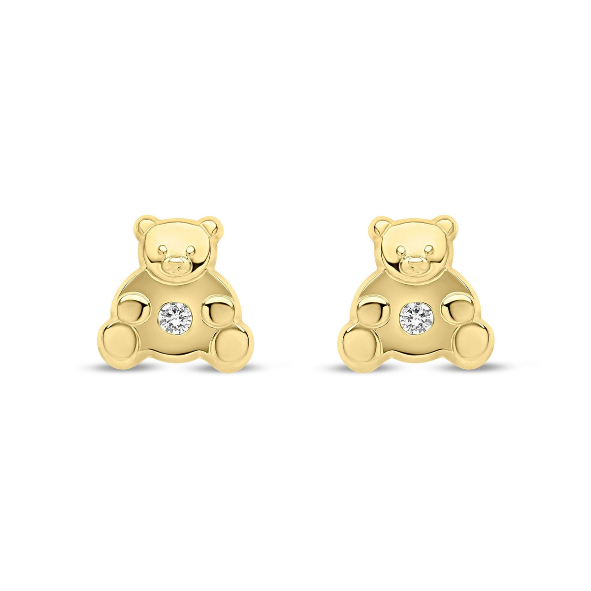 9ct Yellow Gold Cubic Zirconia Teddy Bear Stud Earrings