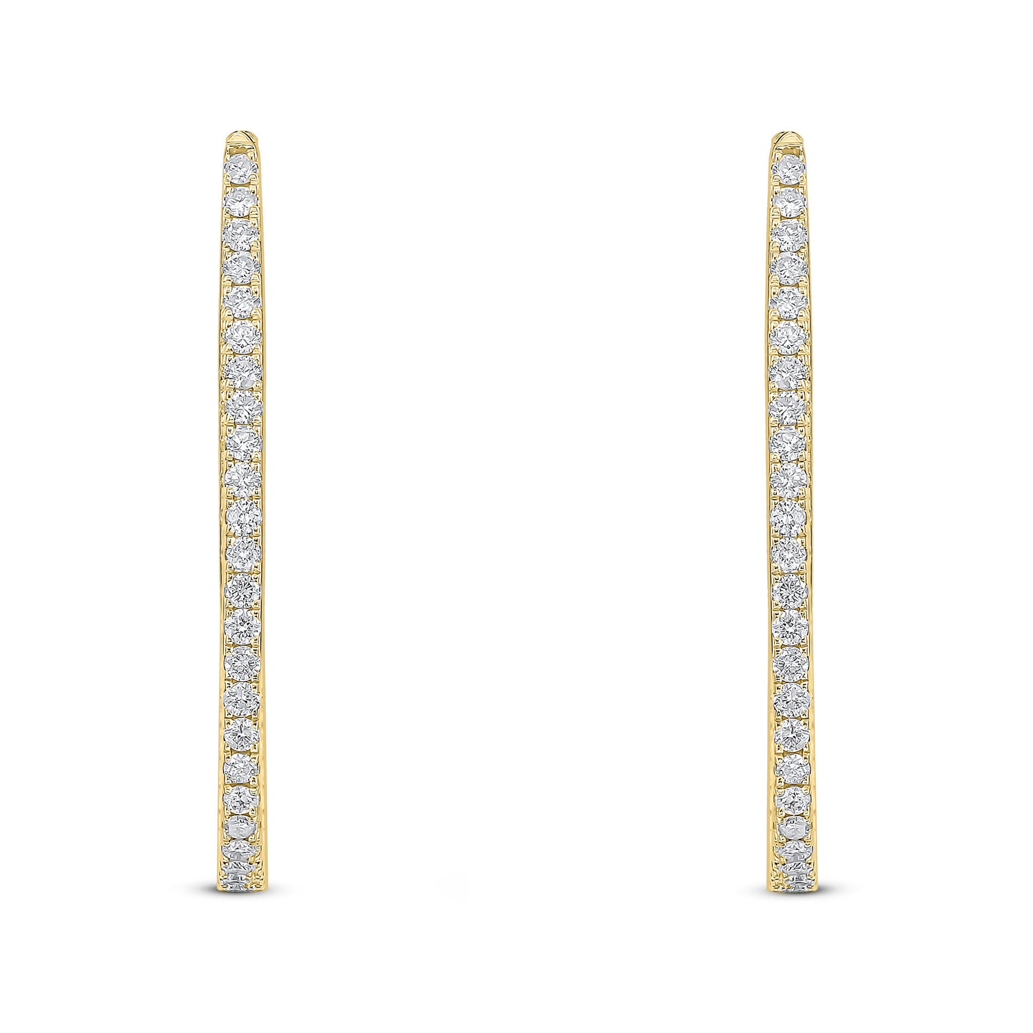 18ct Yellow Gold Natural Diamond Claw Set Horseshoe Hoop Earrings — 35x23mm