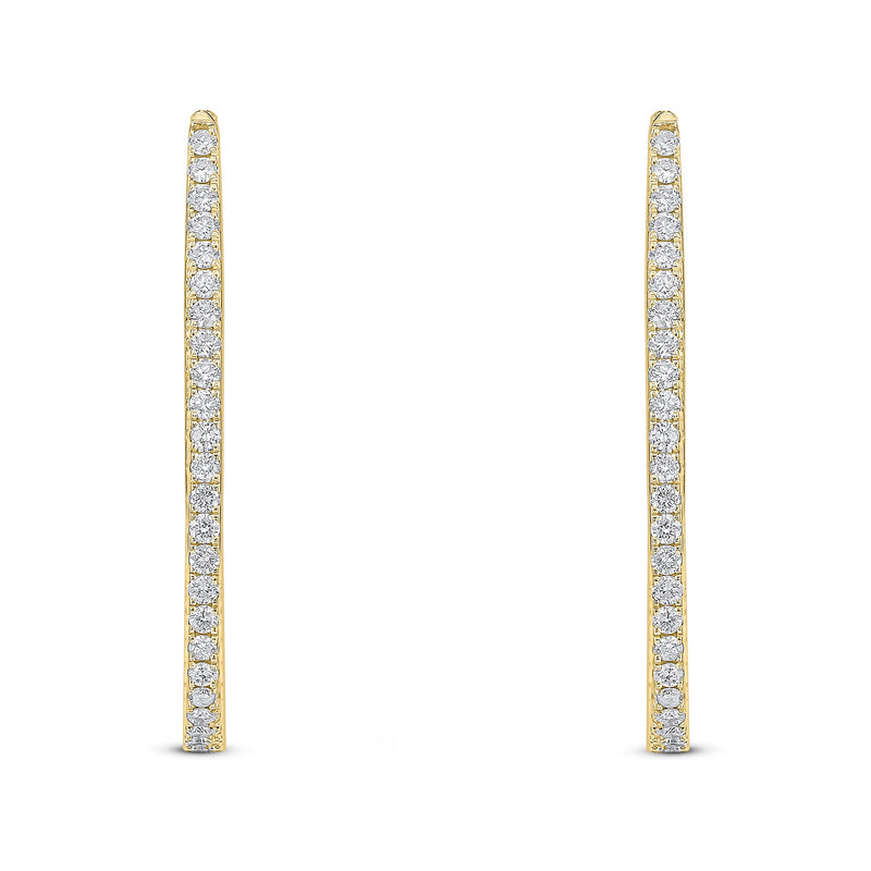 18ct Yellow Gold Natural Diamond Claw Set Horseshoe Hoop Earrings