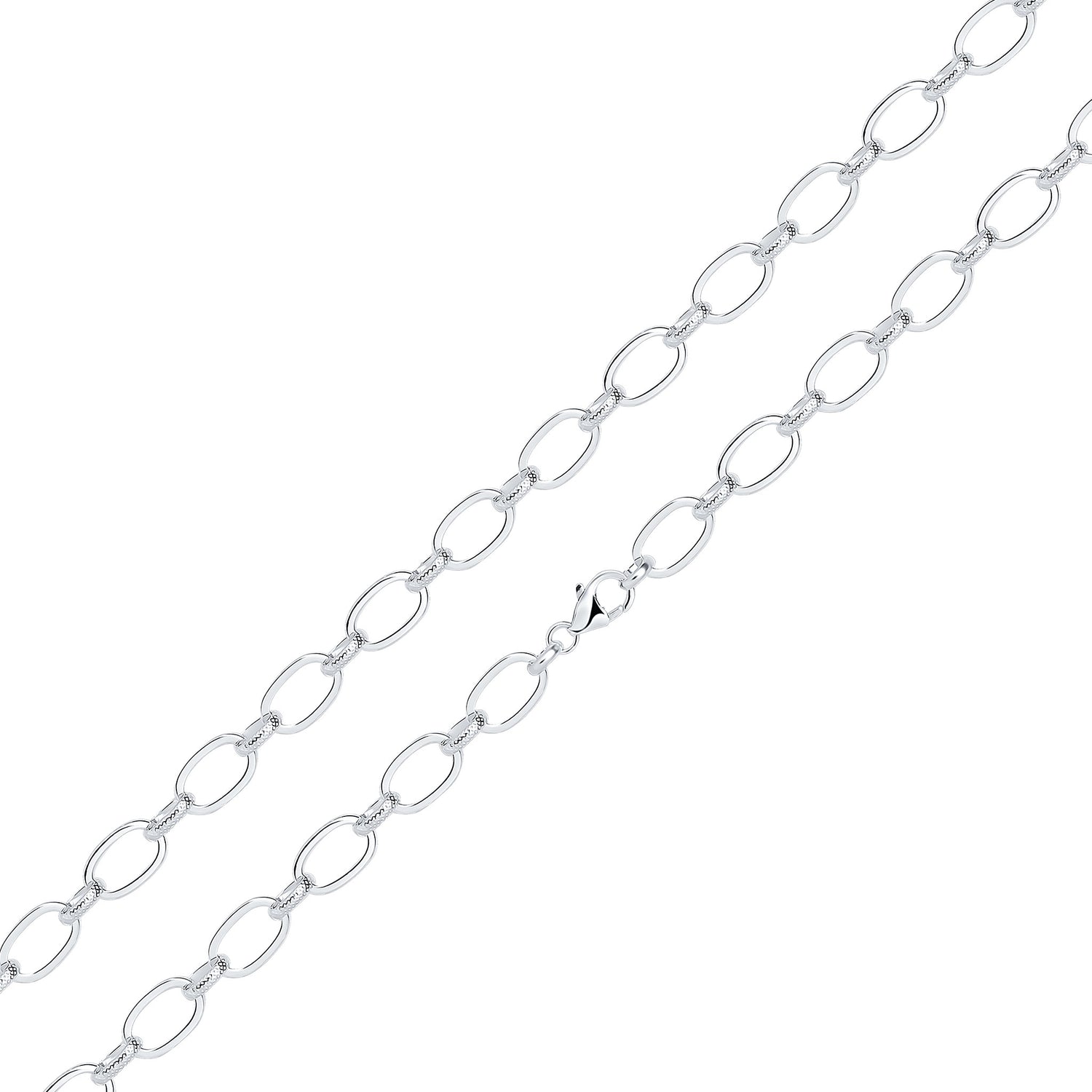 Sterling Silver Handmade Solid 9x14mm Textured Oval Belcher Necklace