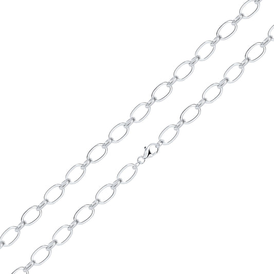 Sterling Silver Handmade Solid 9x14mm Textured Oval Belcher Necklace