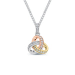 18ct Yellow, White and Rose Gold Diamond Grain Set Knot Pendant with Diamond Set Loop — 11mm
