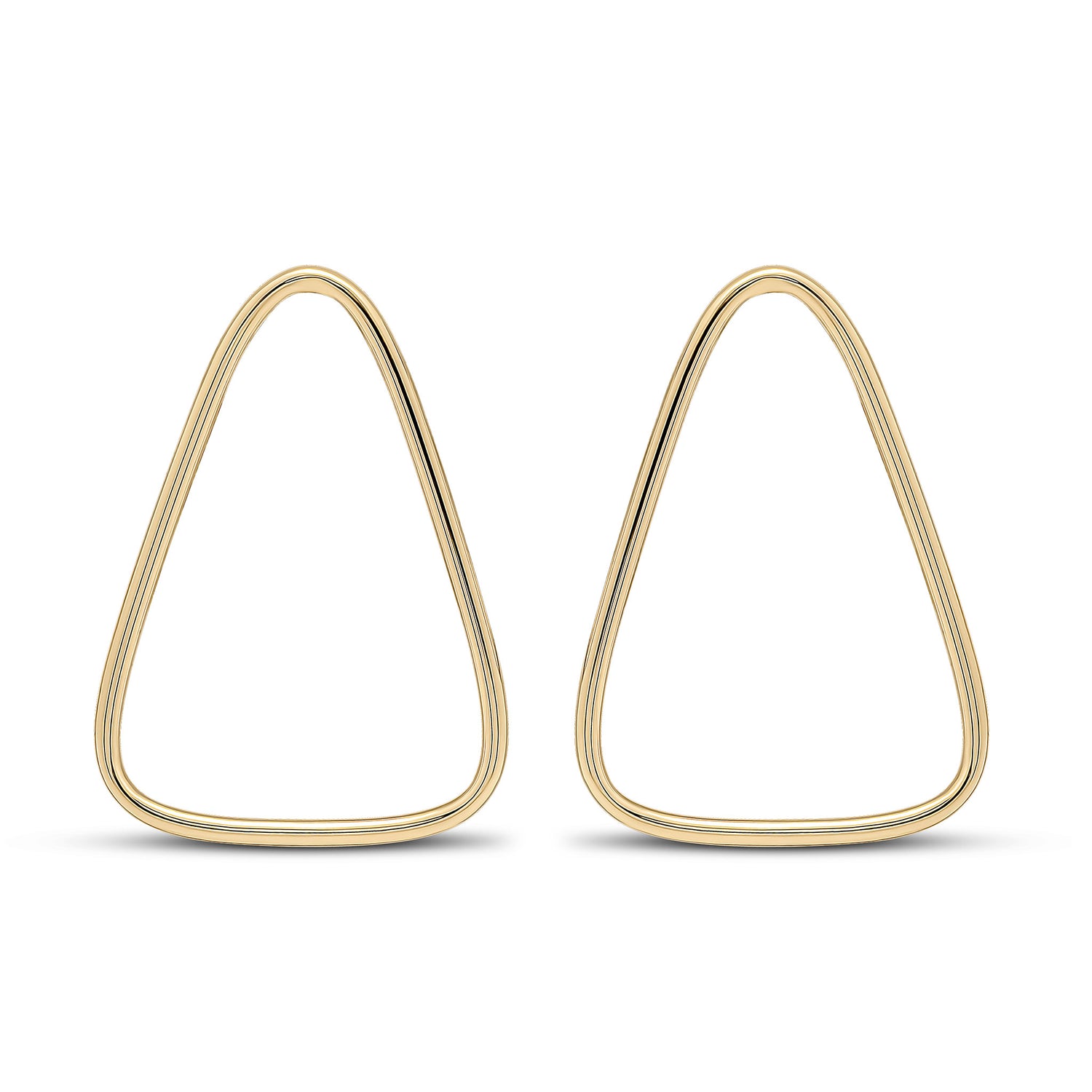 9ct Yellow Gold Open Triangle Stud Earrings -- 20x15mm