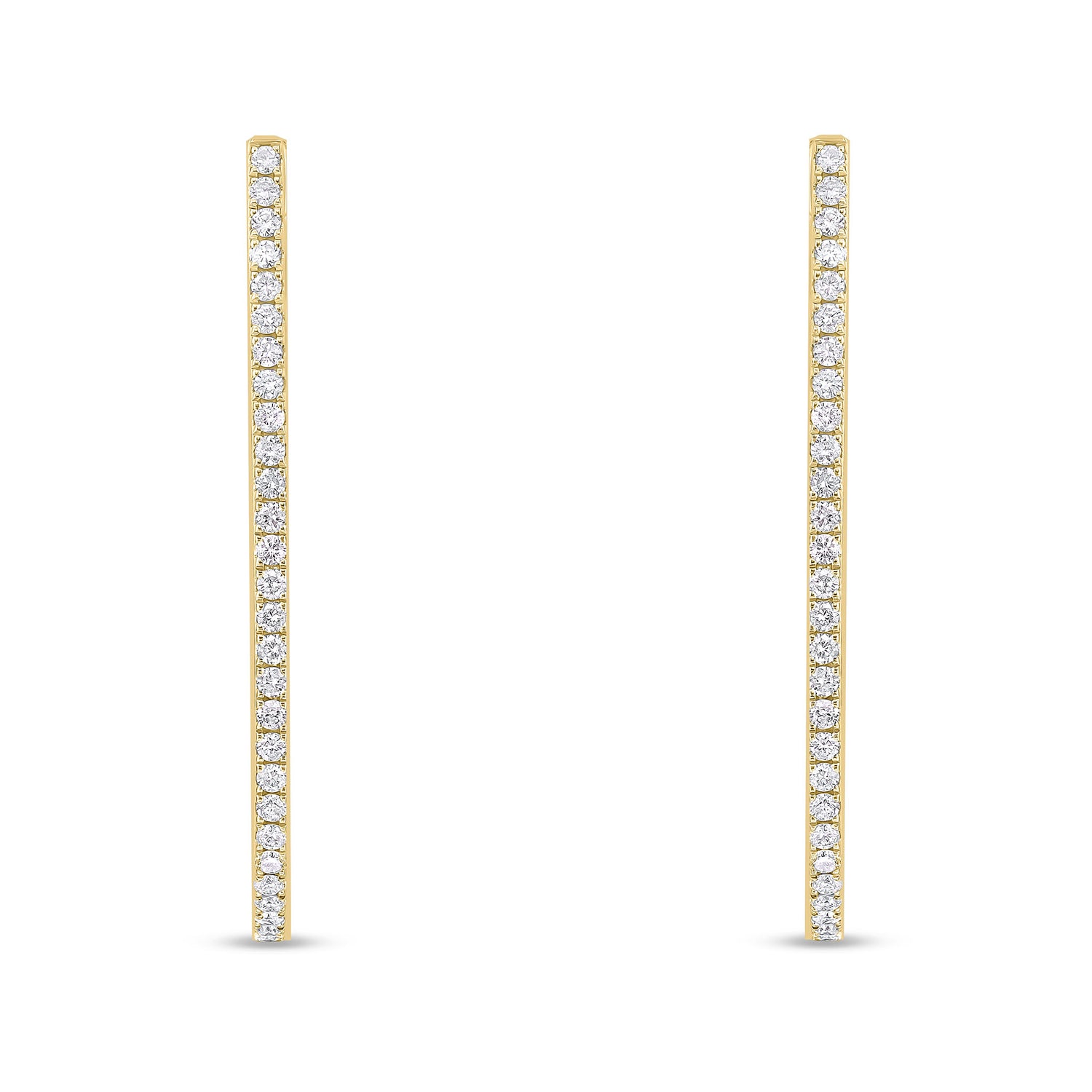 18ct Yellow Gold Natural Diamond Claw Set Horseshoe Hoop Earrings — 27x44mm