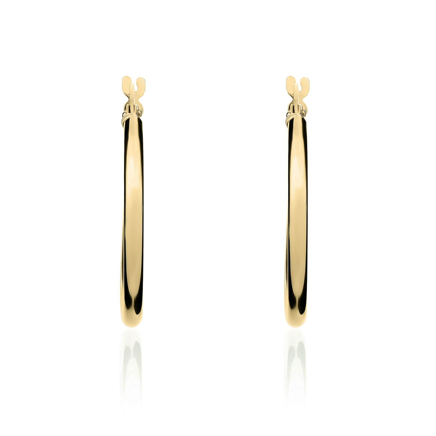 18ct Yellow Gold Polished Round Tube Hoop Earrings — 24x2mm