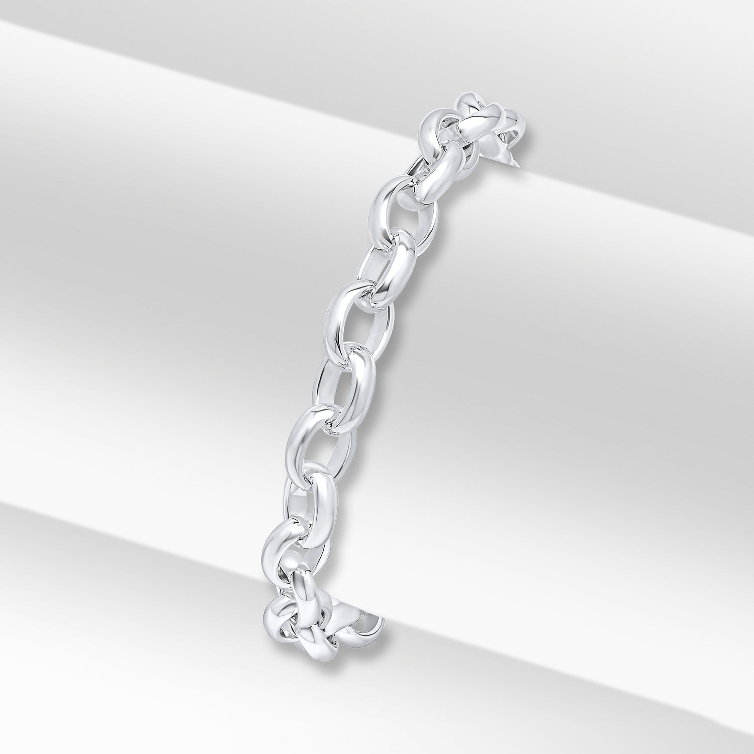 Sterling Silver 8.5x11mm Oval Belcher Bracelet
