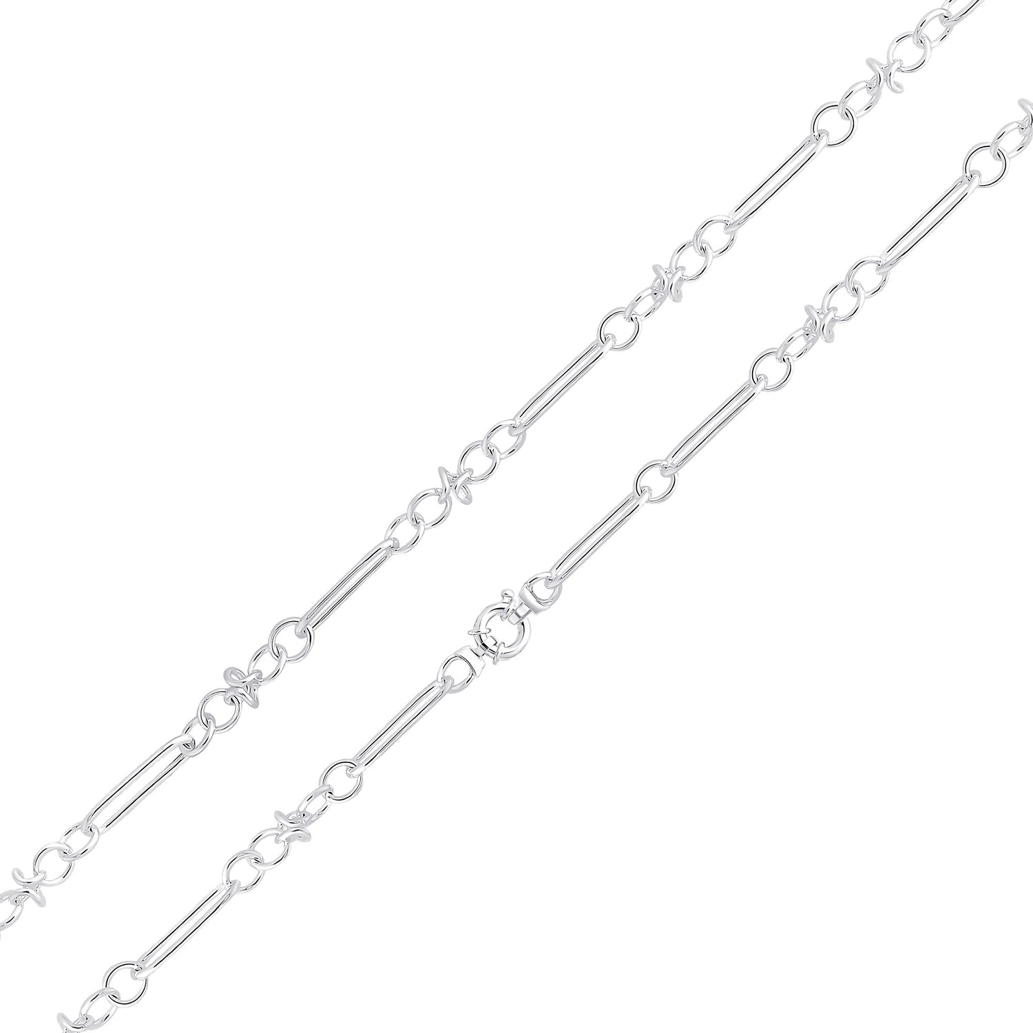 Sterling Silver Handmade Solid 5mm Long Oval Knot Bracelet