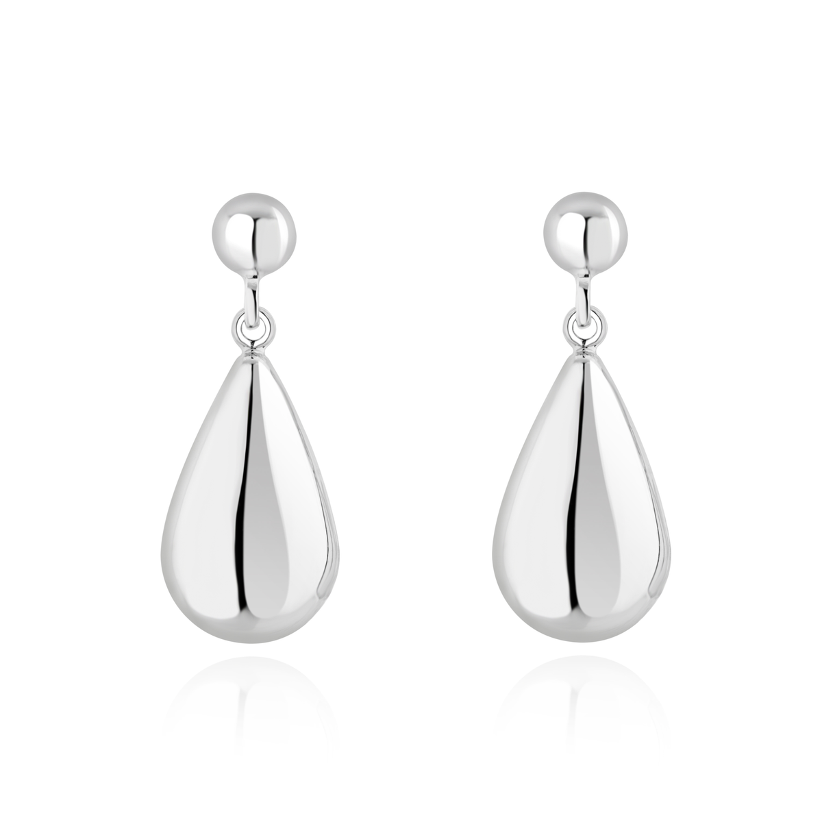 9ct White Gold Polished Pear Shaped Drop Earrings