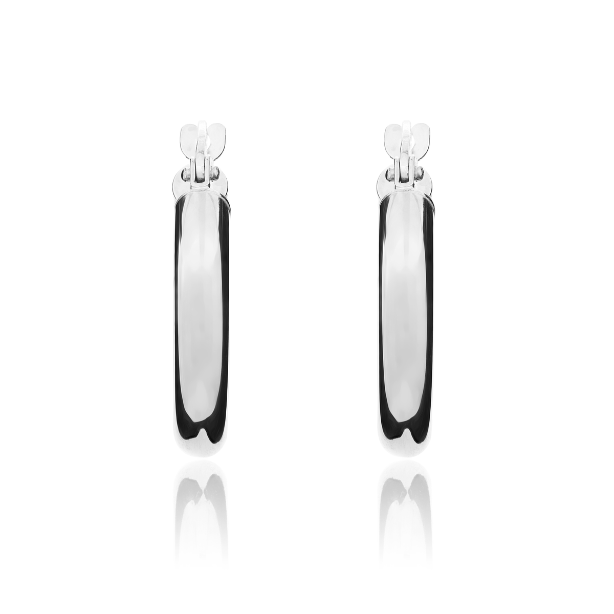 9ct White Gold Polished Tube Hoop Earrings — 16mm