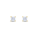 9ct Yellow Gold Square Cubic Zirconia CZ Claw Stud Earrings — 5mm