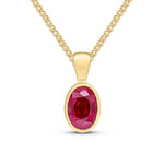 9ct Yellow Gold Oval Natural Ruby Rubover Pendant — 7x5mm