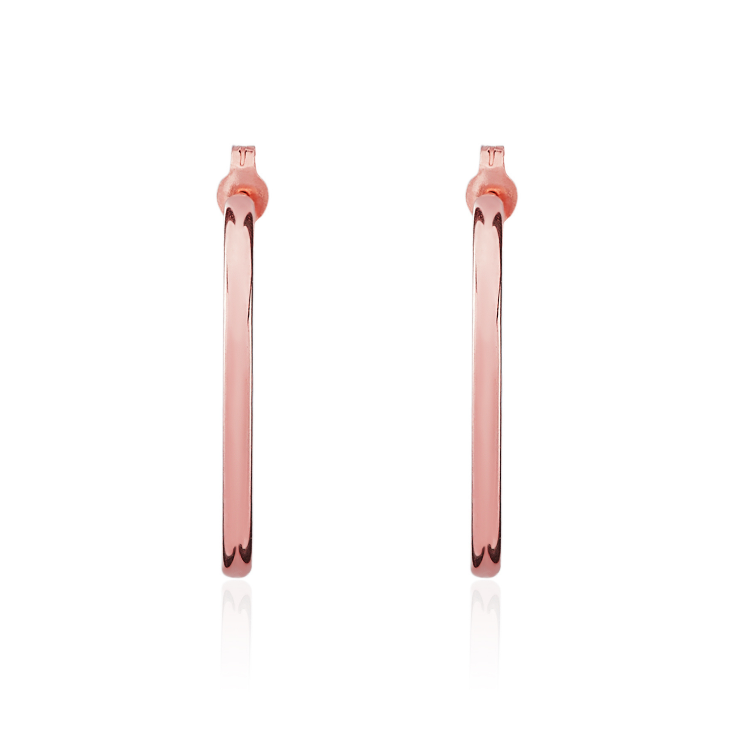 9ct Rose Gold Oval Hoop Earrings with Peg and Scroll Fittings
