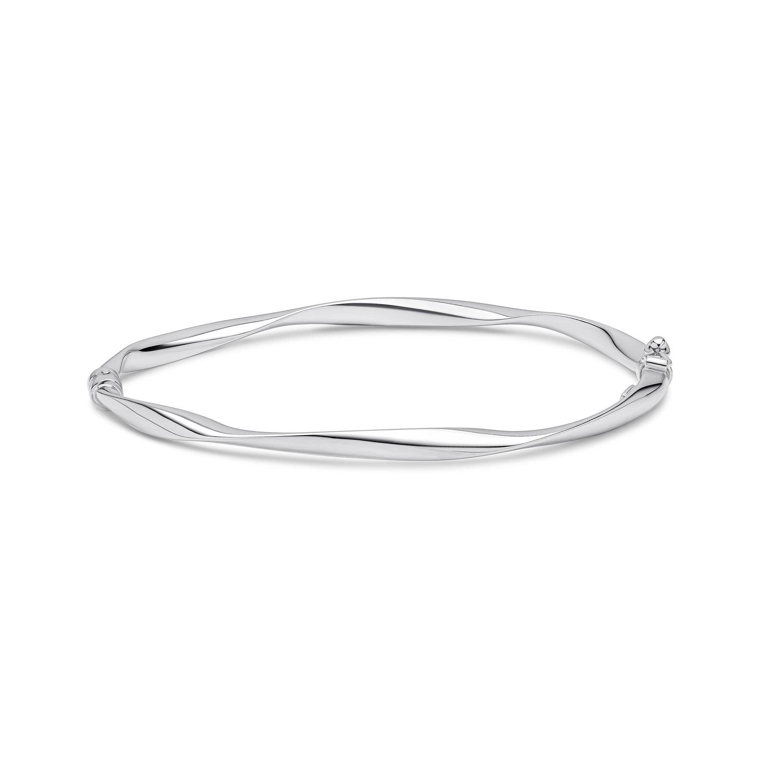 9ct White Gold Wave Bangle
