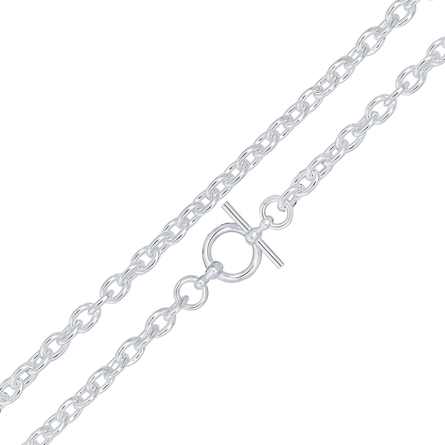 Sterling Silver 7mm Cable T-Bar Necklace