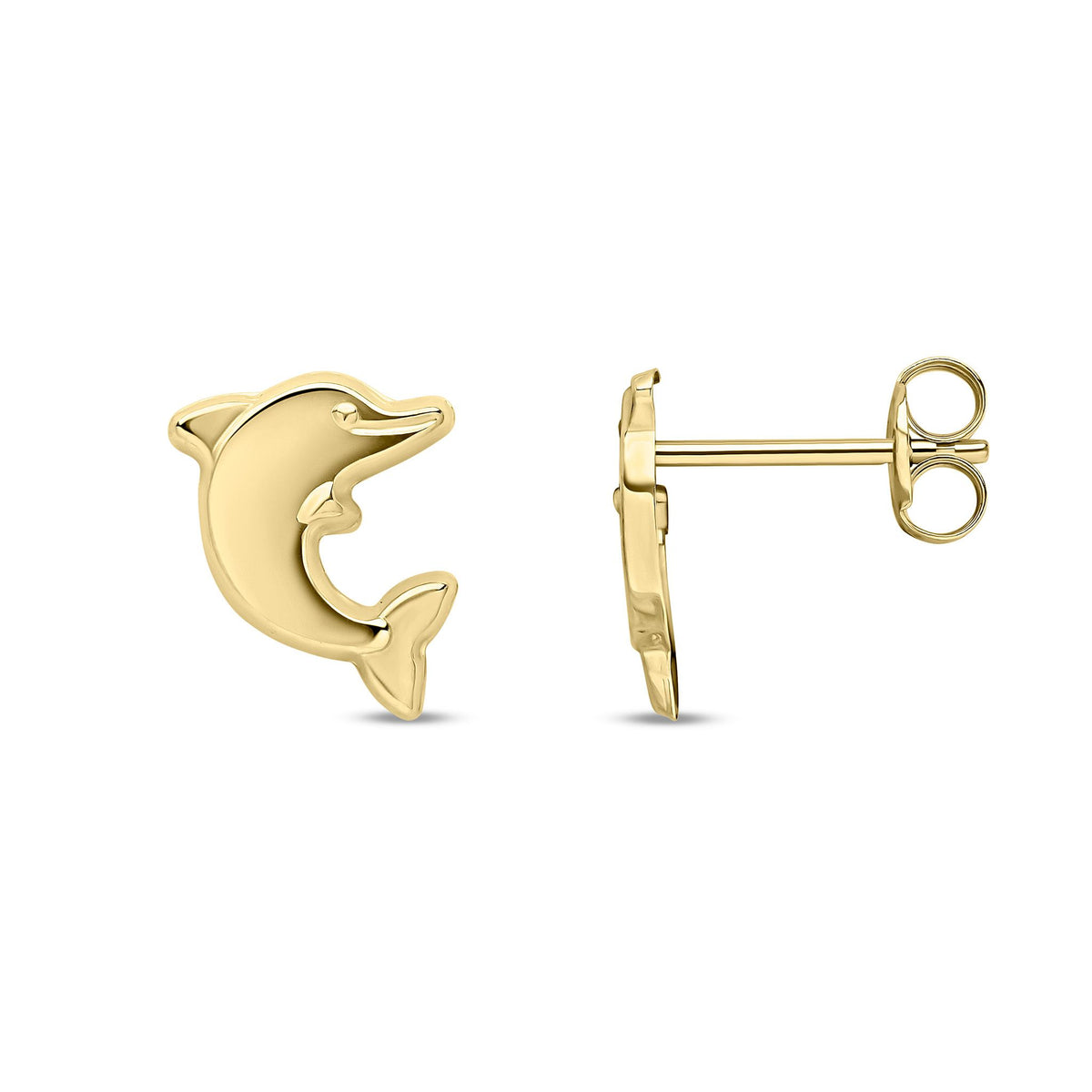 9ct Yellow Gold Dolphin Stud Earrings