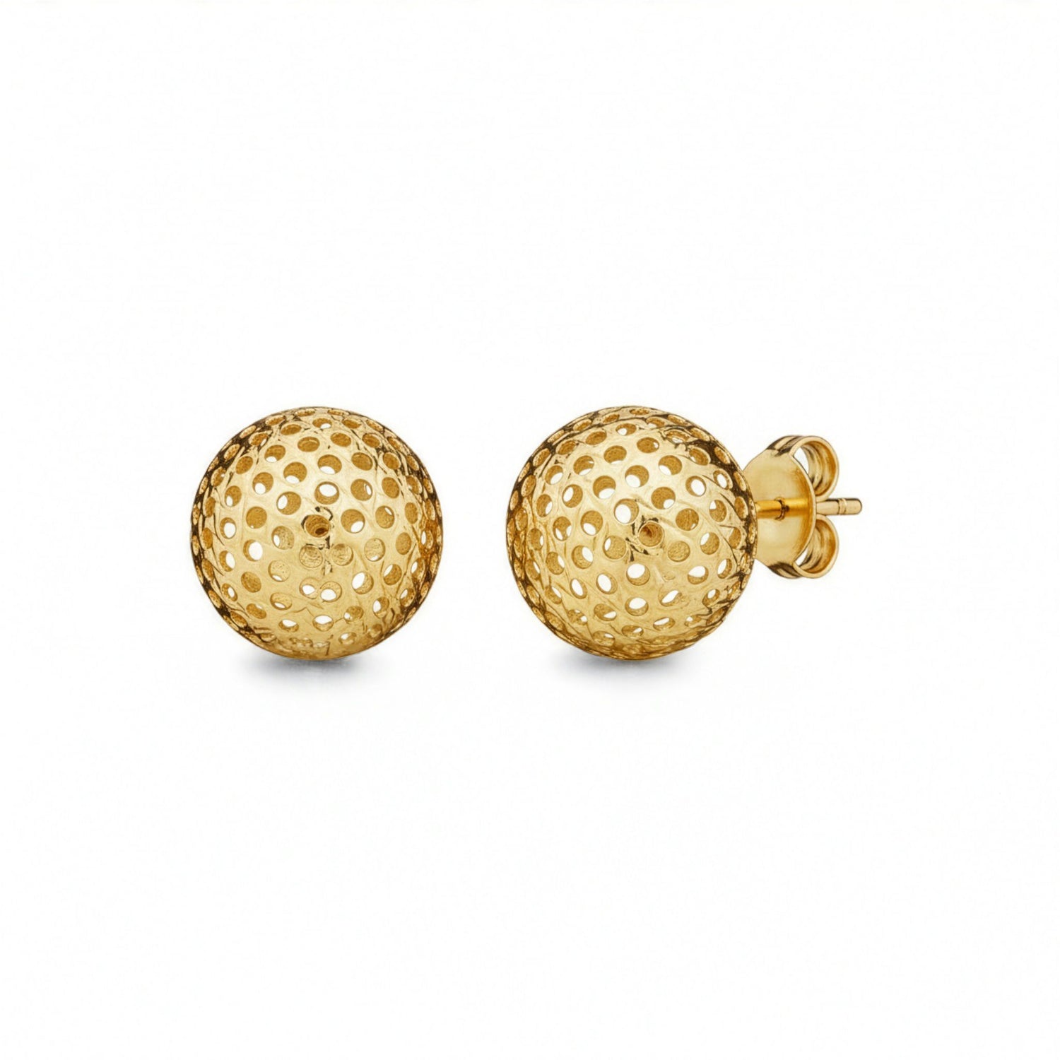 9ct Yellow Gold Lattice Ball Stud Earrings — 12.5mm