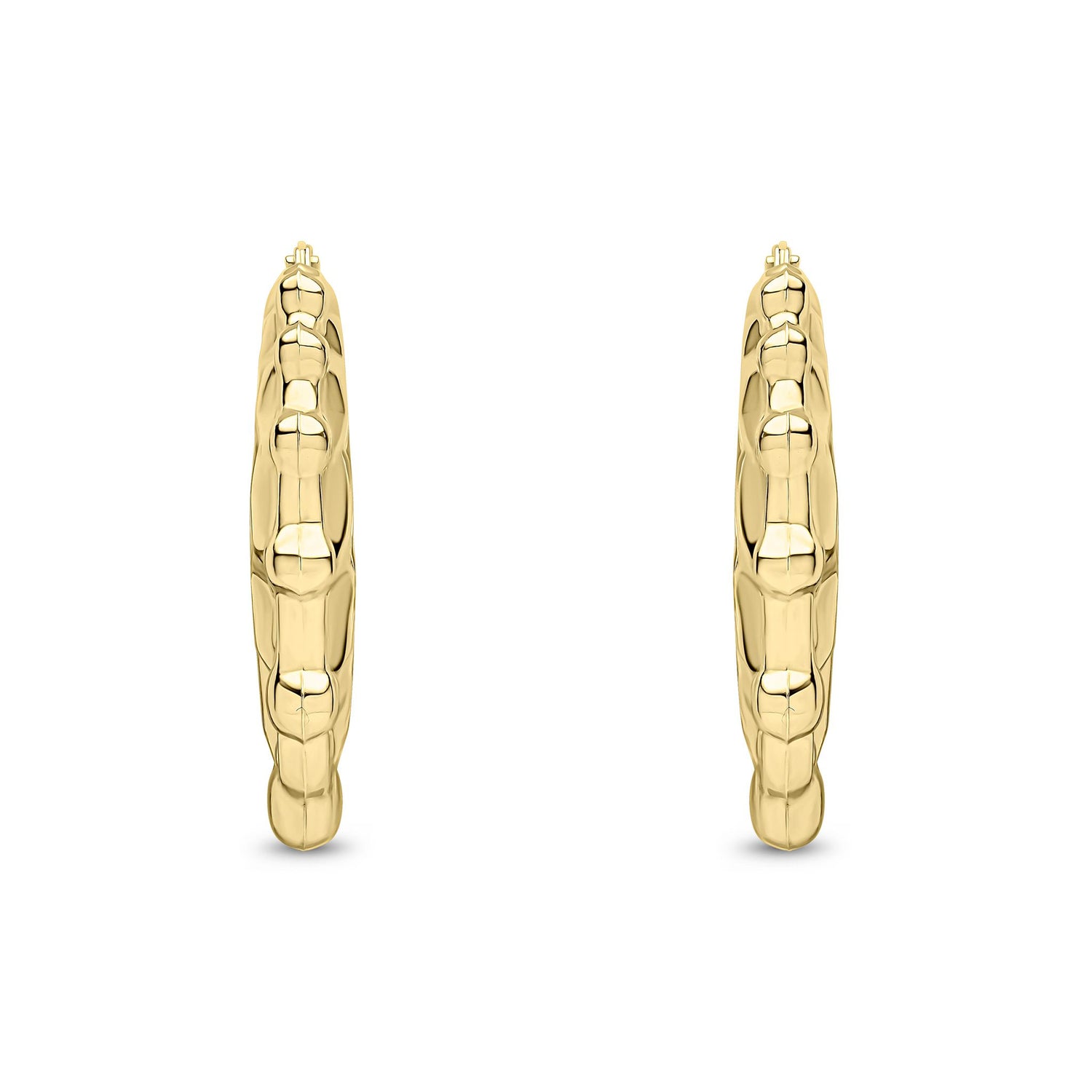 9ct Yellow Gold Beaded Ornate Hoop Earrings