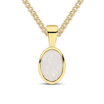 9ct Yellow Gold Oval Natural Opal Rubover Pendant — 7x5mm