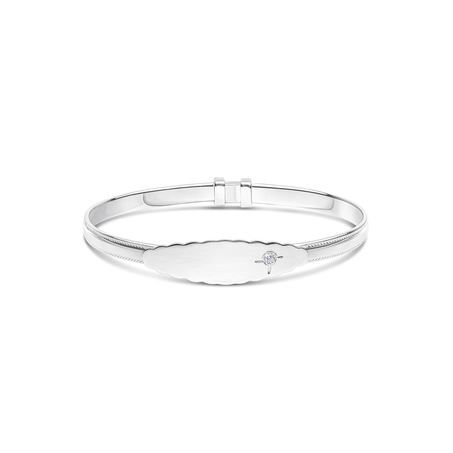 Sterling Silver Claddagh Ring Baby Bangle with white Cubic Zirconia