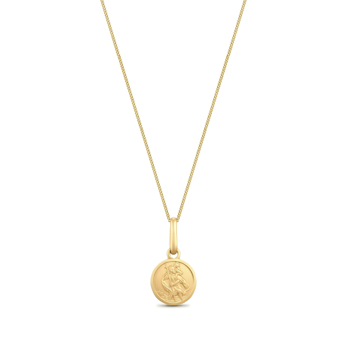 9ct Yellow Gold Round St. Christopher Pendant — 8mm
