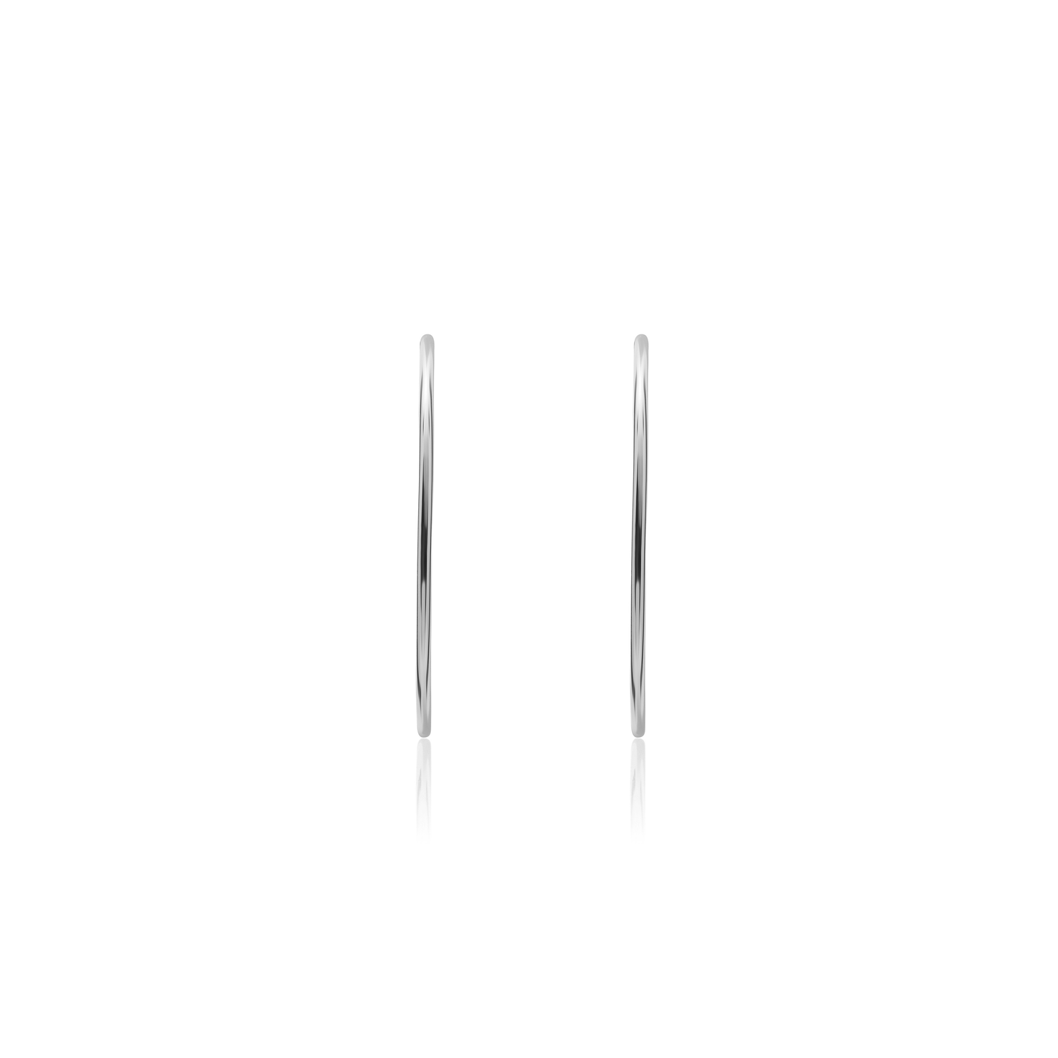 9ct White Gold Thin Sleeper Hoop Earrings — 32x1.5mm