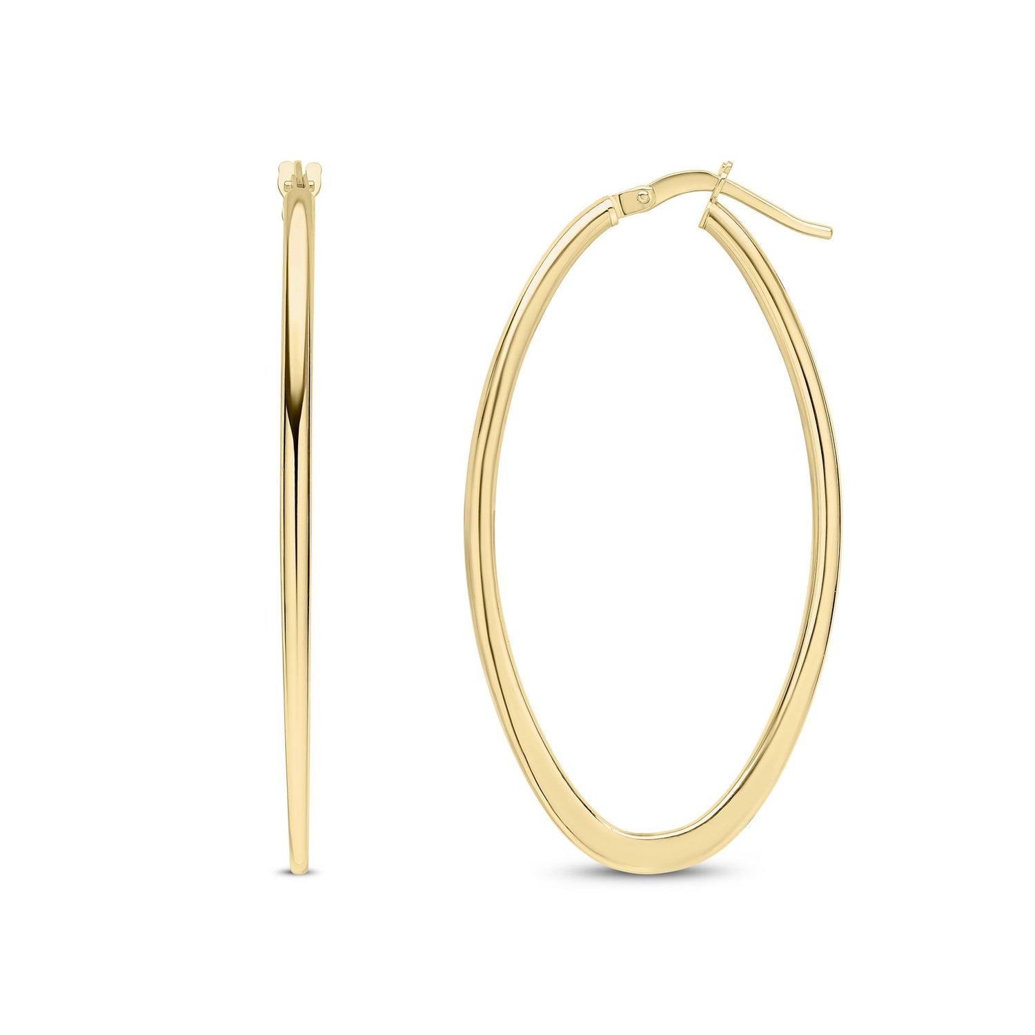 9ct Yellow Gold Elongated Oval Hoop Earrings