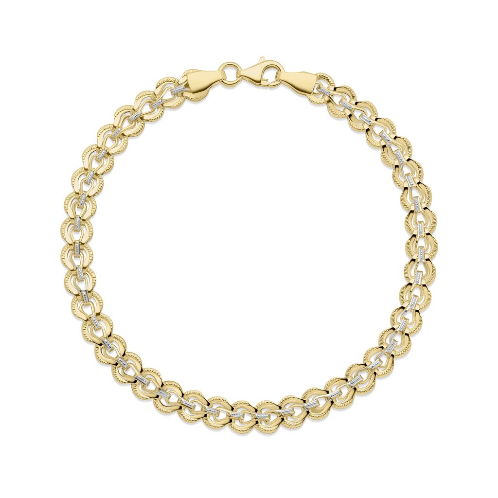 9ct Yellow & White Gold Interlocking Circle Link Bracelet