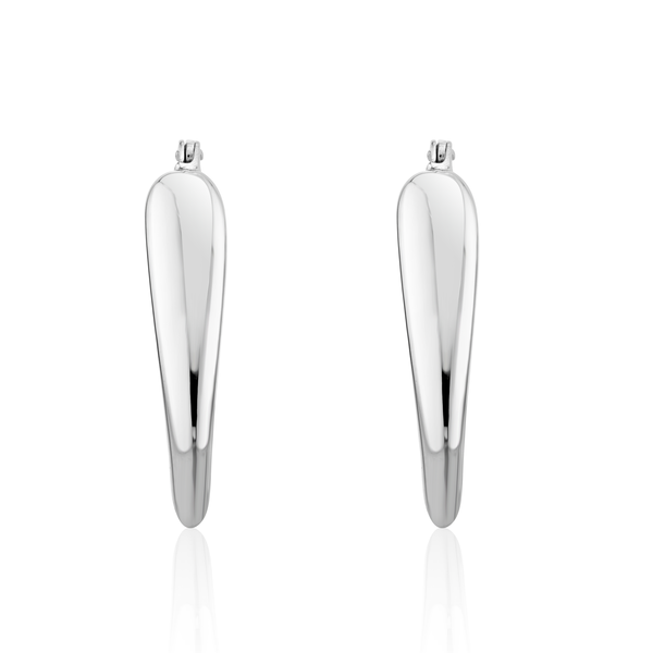 9ct White Gold Chunky V-Shaped Hoop Earrings