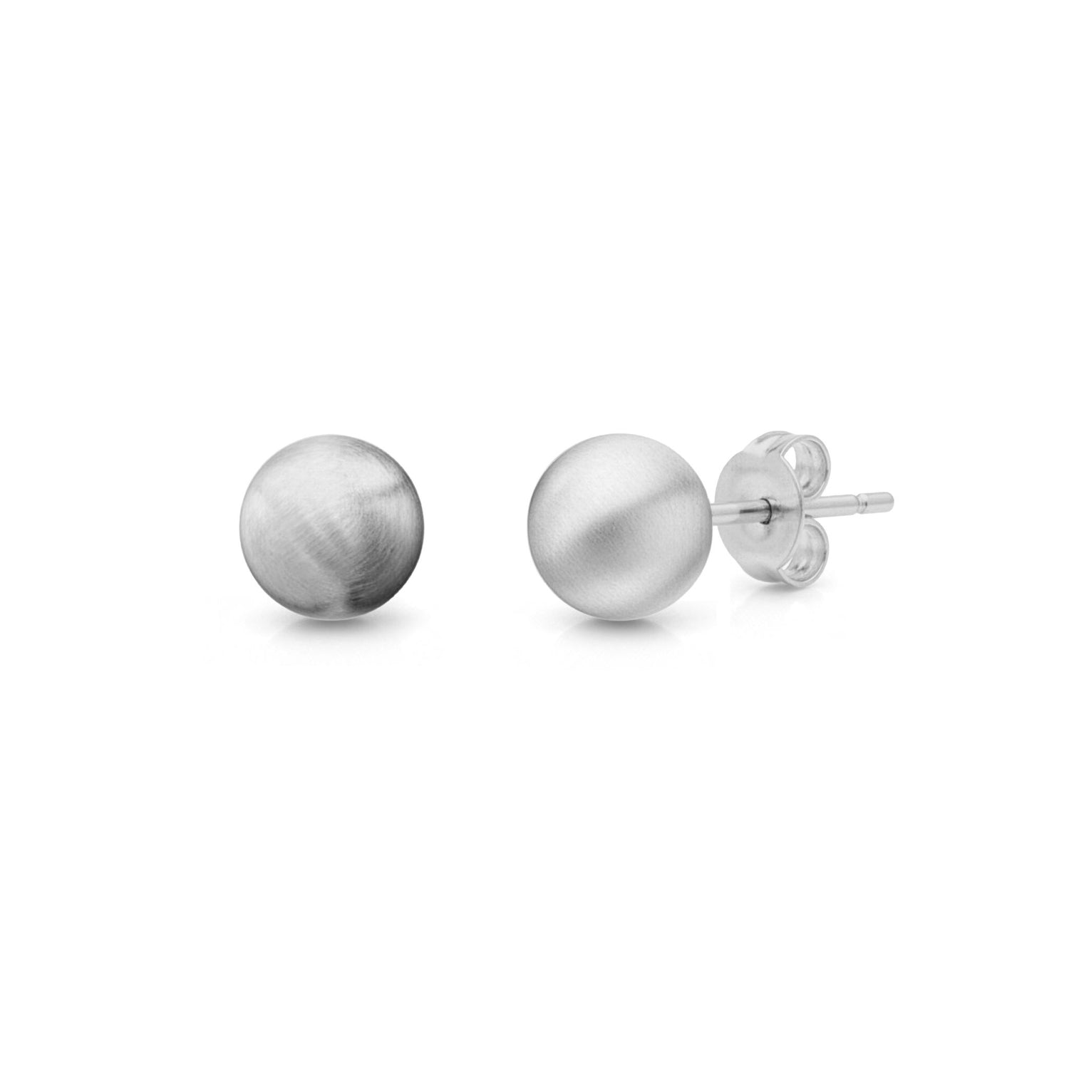 9ct White Gold Satin Ball Stud Earrings — 6mm