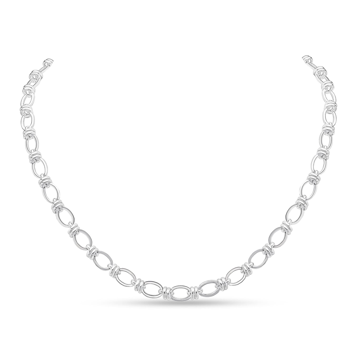 Sterling Silver 7.1mm Square Oval Necklace