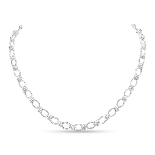 Sterling Silver 7.1mm Square Oval Necklace